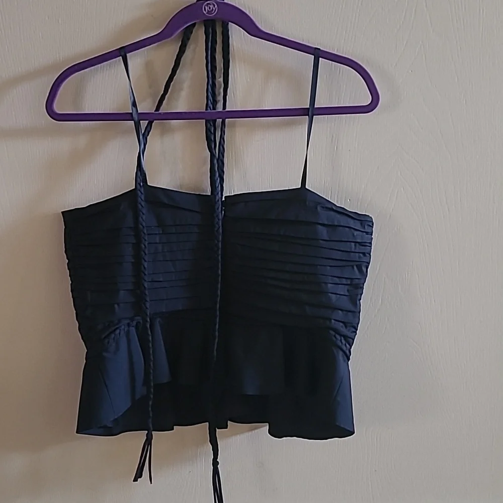 NEW VERONICA BEARD Arienne Ruched Top, Navy, Sz 12 - Picture 8 of 11